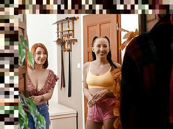 Suckin&#039; At The Homestay Video With Lucia Fernandez, Nick Ross, Bella Angel - RealityKings