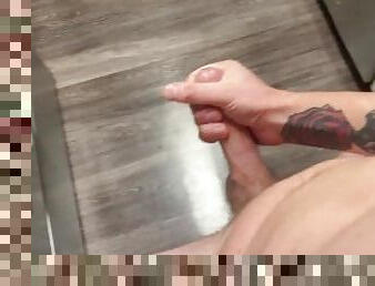 Jerking in my kitchen leads to a massive cum shot on the floor