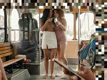 The Fucking Public Bus Threesome Video With Kira Perez, Damion Dayski, Ameena Green - RealityKings