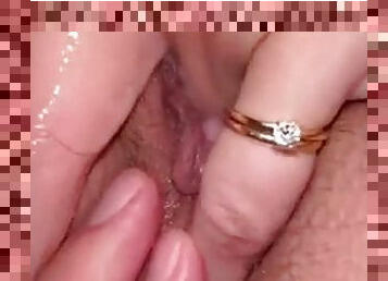 Hairy wifes wet pussy dripping juice in a close up shot of our amateur couple tape