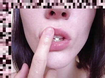 Lip, tongue and mouth fetish teasing