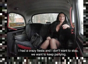 Ania Kinski has fun in a cab with the biggest dick she's ever seen