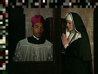 Sexy nun makes her confession to ebony priest and gets punishment for her sins!
